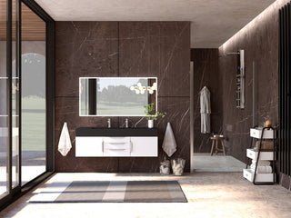 CastelloUSA Alpine 60" Wall Mounted Vanity, Base Only, White, Brushed Nickel