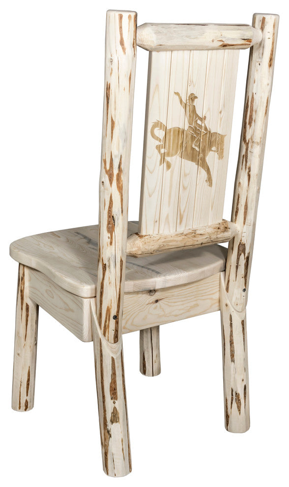 Montana Collection Side Chair Bear Design, Ready to Finish, Bronc Design, Lacque