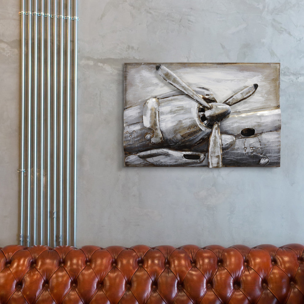 "Retro Airplane Propeller" Mixed Media Iron Hand Painted Dimensional Wall Art