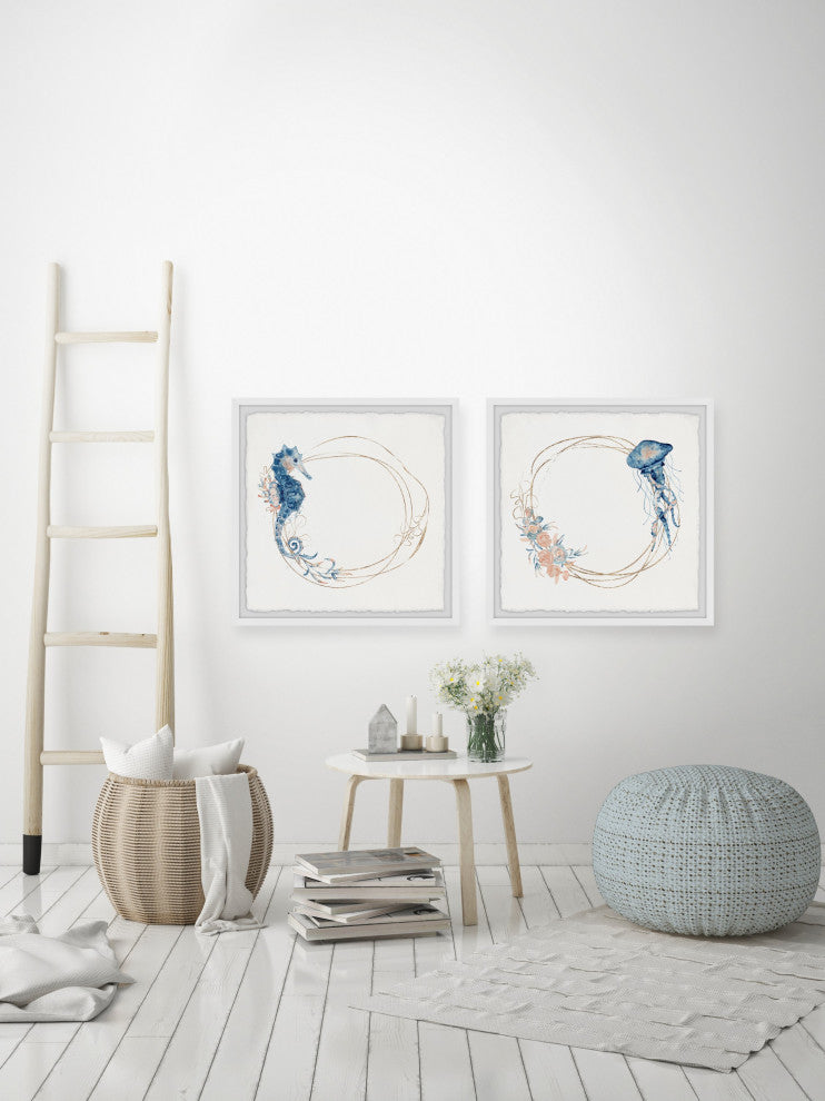 Oceanic Wildlife Diptych, 2-Piece Set, 32x32 Panels