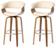 Bentwood Swivel Bar Chair, PU Leather, Set of 2, Cream