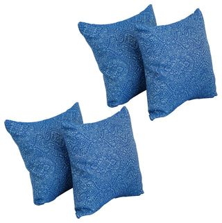 17" Jacquard Throw Pillows With Inserts, Set of 4, Mabul Aegean