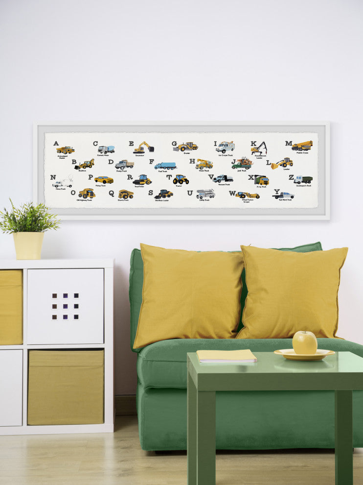 "Vehicle Alphabet" Framed Painting Print, 45x15