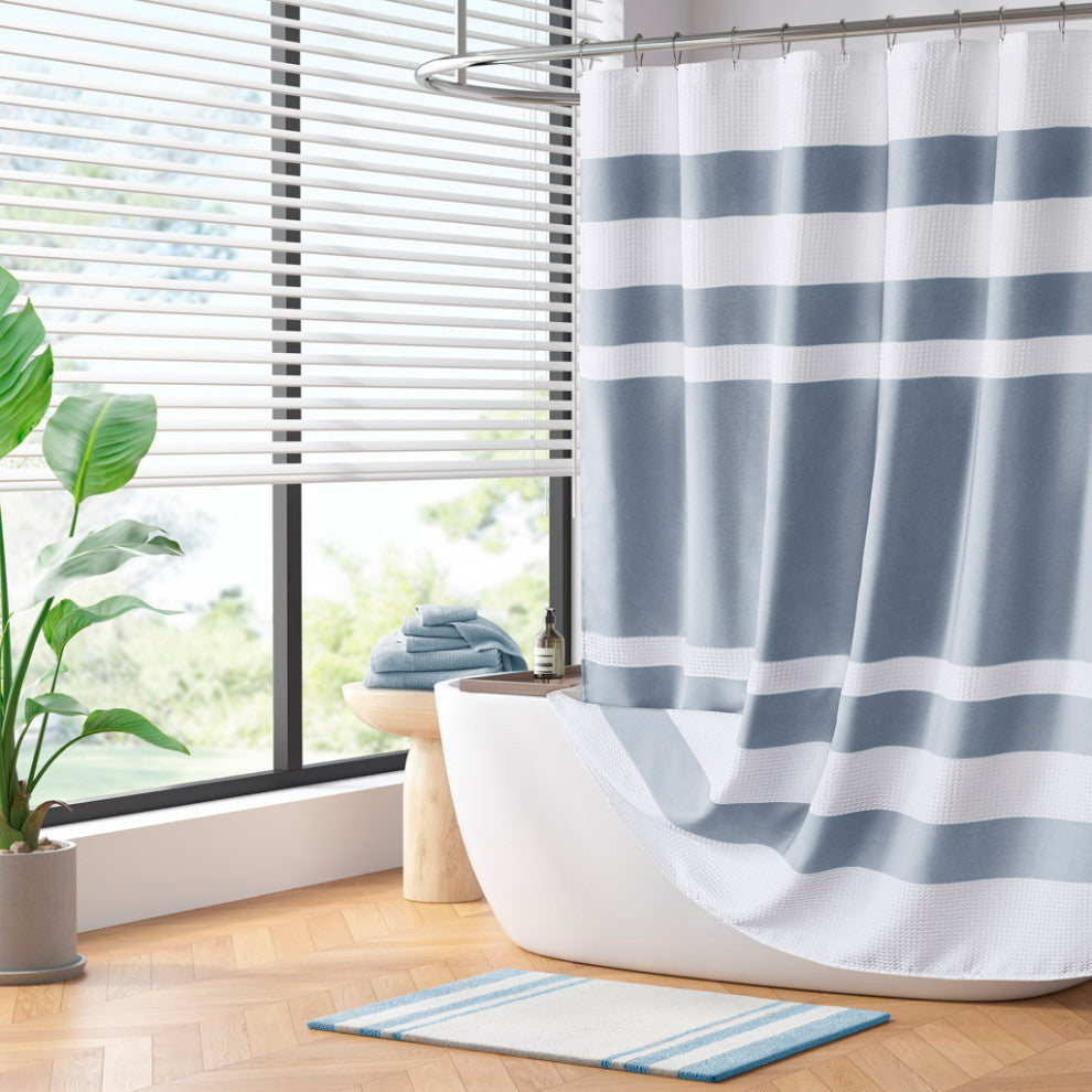Madison Park Spa Waffle Shower Curtain With 3M Treatment