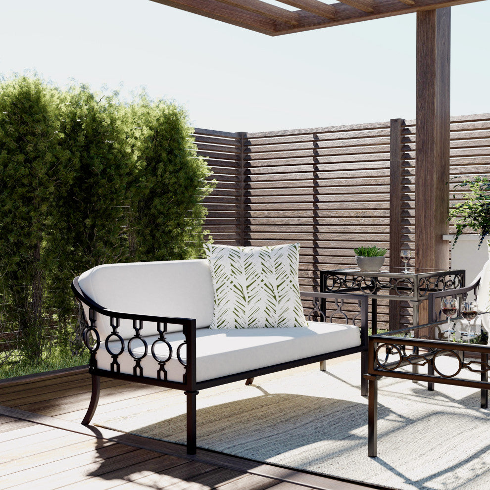 Southport Iron Upholstered Outdoor Loveseat