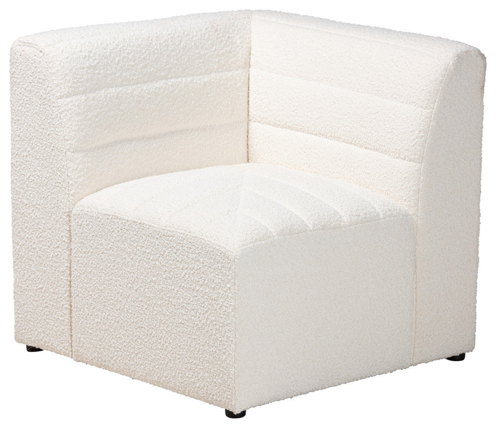 Maya Modern White Boucle Fabric 4-Piece Modular Sectional Sofa