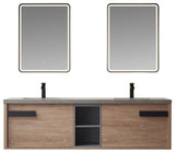 Carcastillo Bath Vanity, Oak With Sintered Stone Top, 72", With Mirror