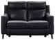 Wisteria Loveseat In Light Brown Wood Finish And Black Genuine Leather