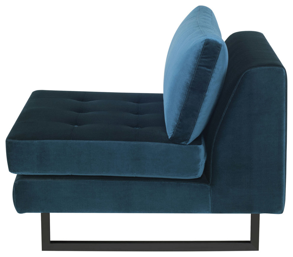 Janis Midnight Blue Fabric Armless Sofa Seat, HGSC542