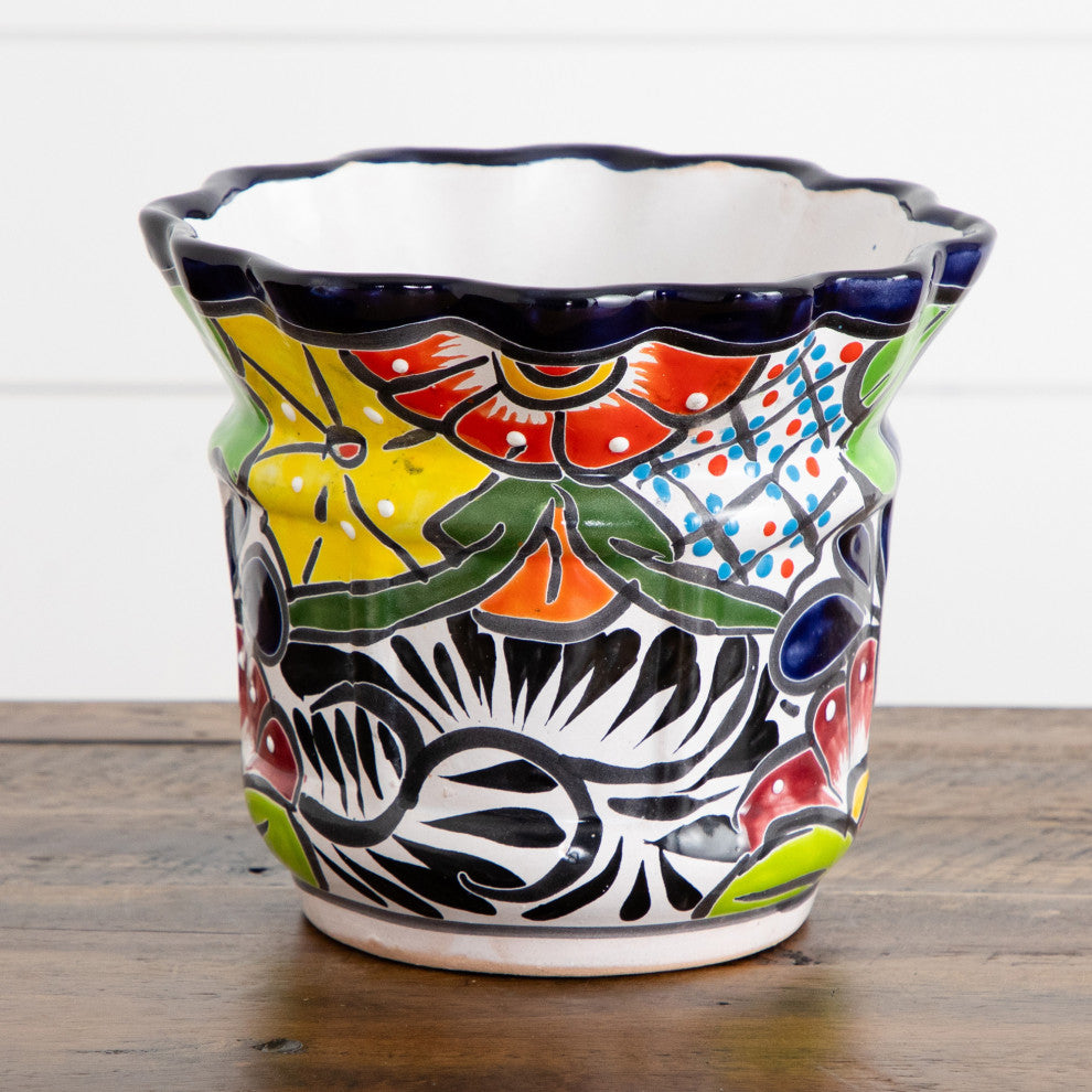 7in. x 8in. Handmade Mexican Talavera Ceramic Planter