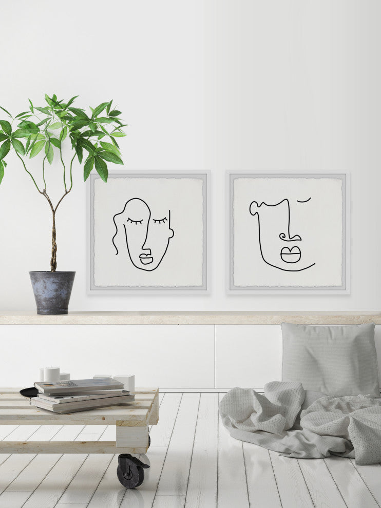 Tribal Mask Outline Diptych, 2-Piece Set, 24x24 Panels