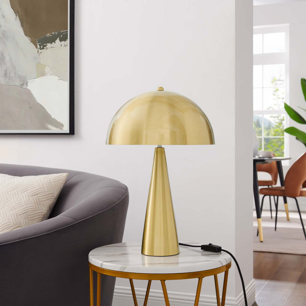 Table Lamp, Gold, Metal, Modern, Mid Century Kitchen Cafe Bistro Hospitality