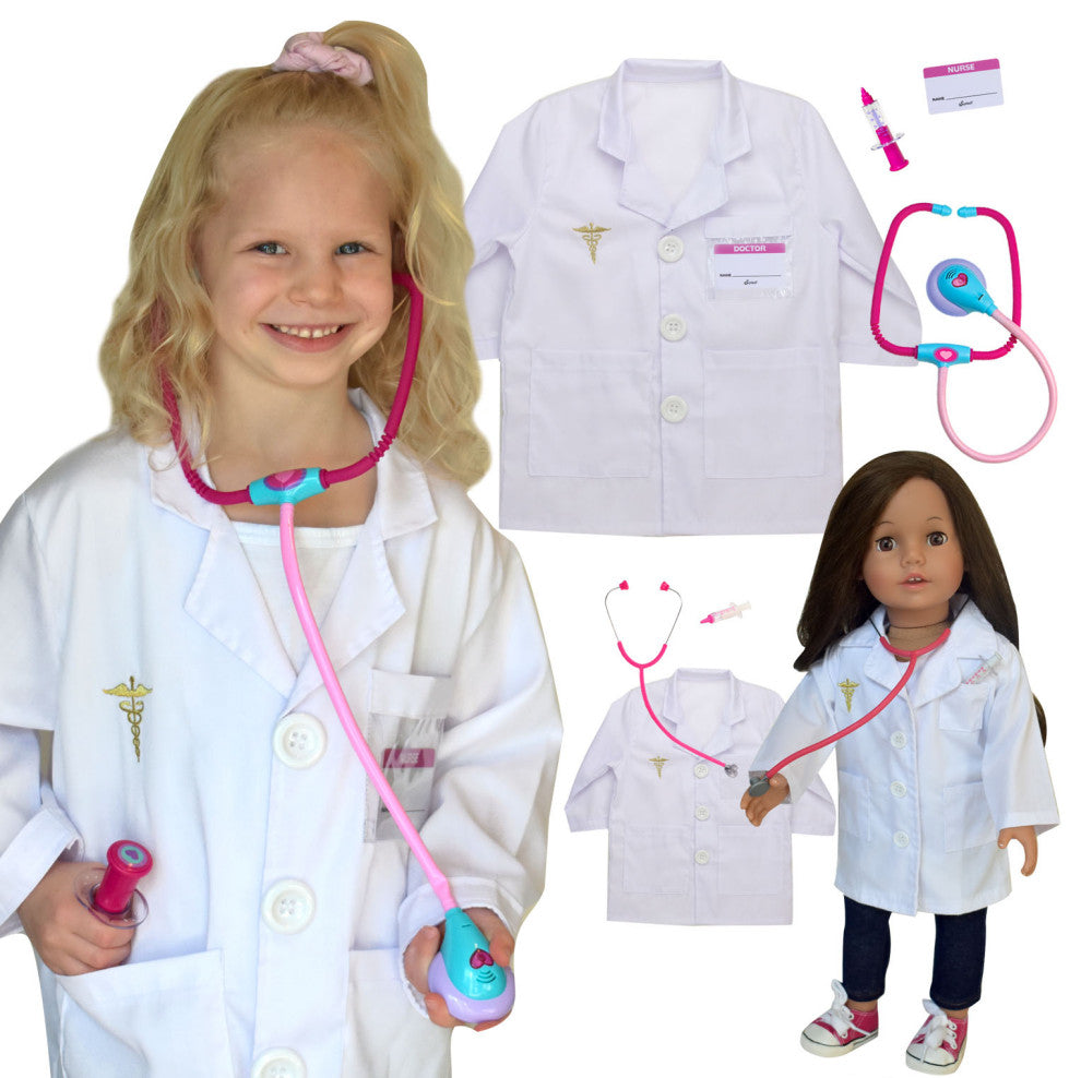 18" Doll Kid Size Lab Coat Set