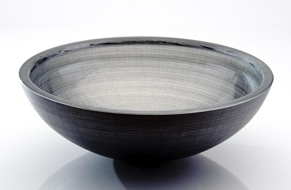 Voltaire Glass Vessel Sink, Silver and Black