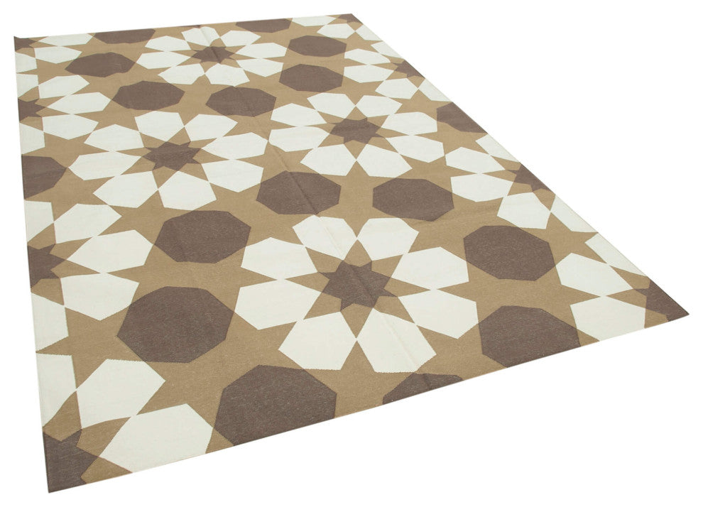 Rug N Carpet - Handmade Wool 6' 1'' x 9' 0'' Modern Design Dhurrie Kilim Rug