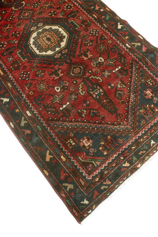 Fine Vintage Distressed Adofo Red/Charcoal Runner, 3'2 x 9'11