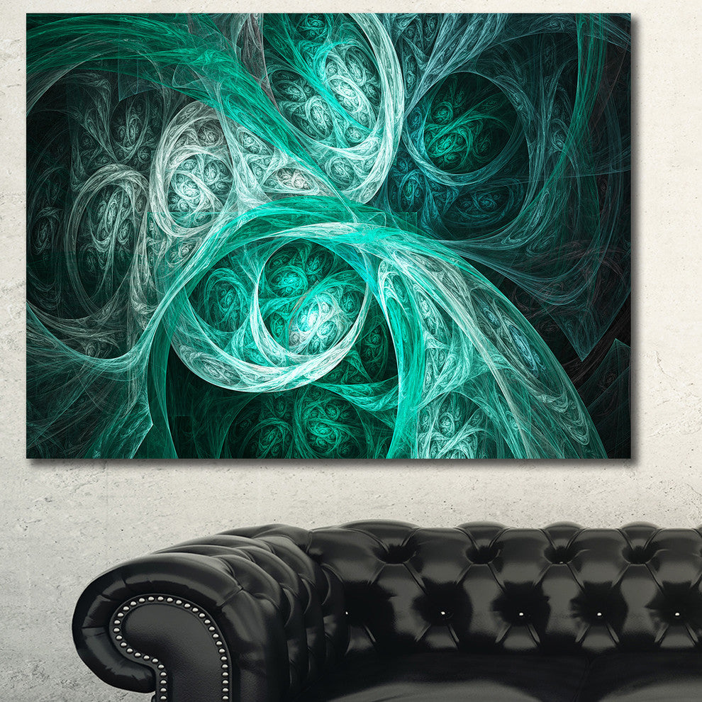 Mystic Turquoise Fractal, Oversized Abstract Canvas Art Print, 60x40