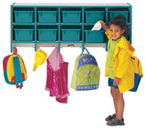 Rainbow Accents 10 Section Wall Mount Coat Locker - with Trays - Teal