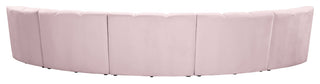 Infinity Channel Tufted Velvet Modular Chair, Pink, 5 Piece