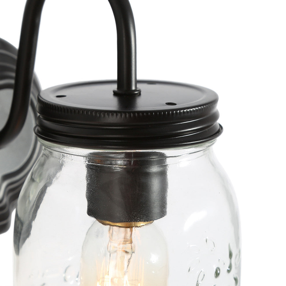 LNC Mason Jar Black Vintage Farmhouse Wall Sconces, 2 Lights