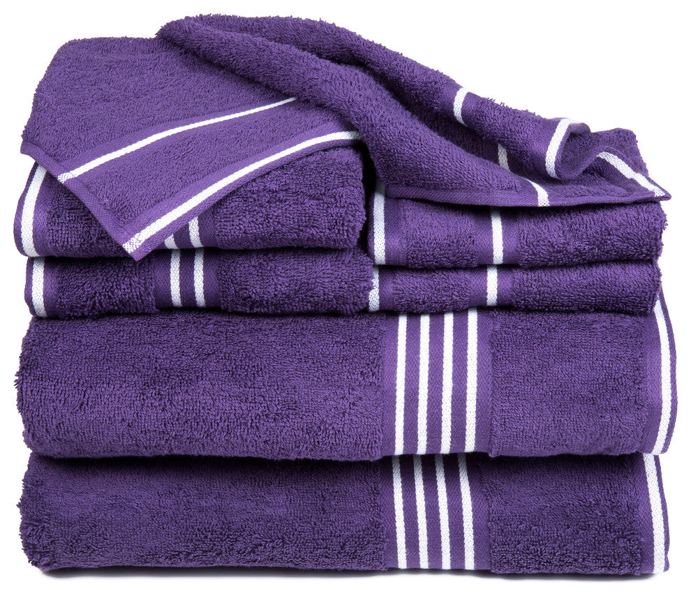 Lavish Home Rio 8-Piece Cotton Towel Set, Eggplant