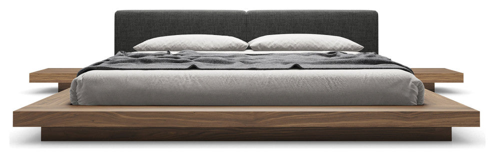 Akanji Bed Soft Carbon Fabric and Walnut / King