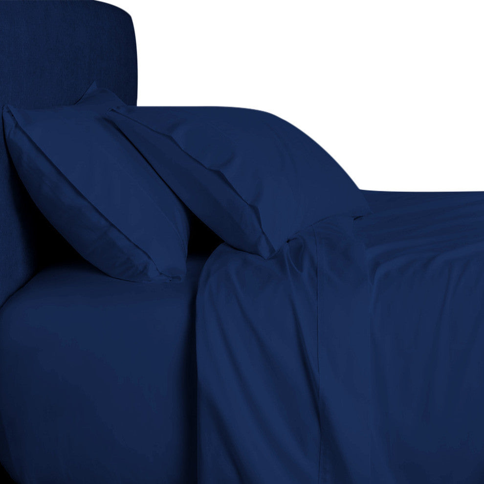 Bamboo 1500 Thread Count Solid Bed Duvet Cover Set, Queen, Navy