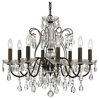 Butler 8 Light Chandelier in English Bronze with Hand Cut Crystal