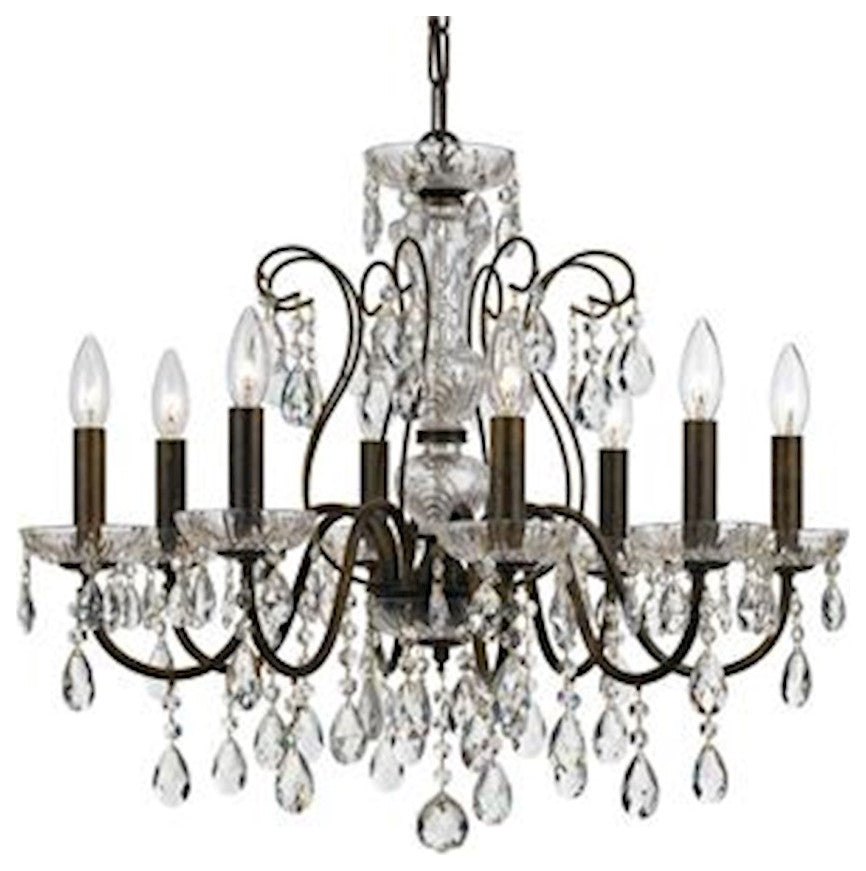 Butler 8 Light Chandelier in English Bronze with Hand Cut Crystal
