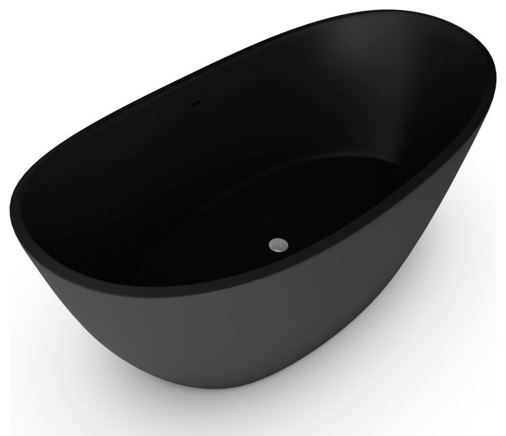 CastelloUSA Manhattan Solid Surface Stone Resin Freestanding Tub, Black, 59"