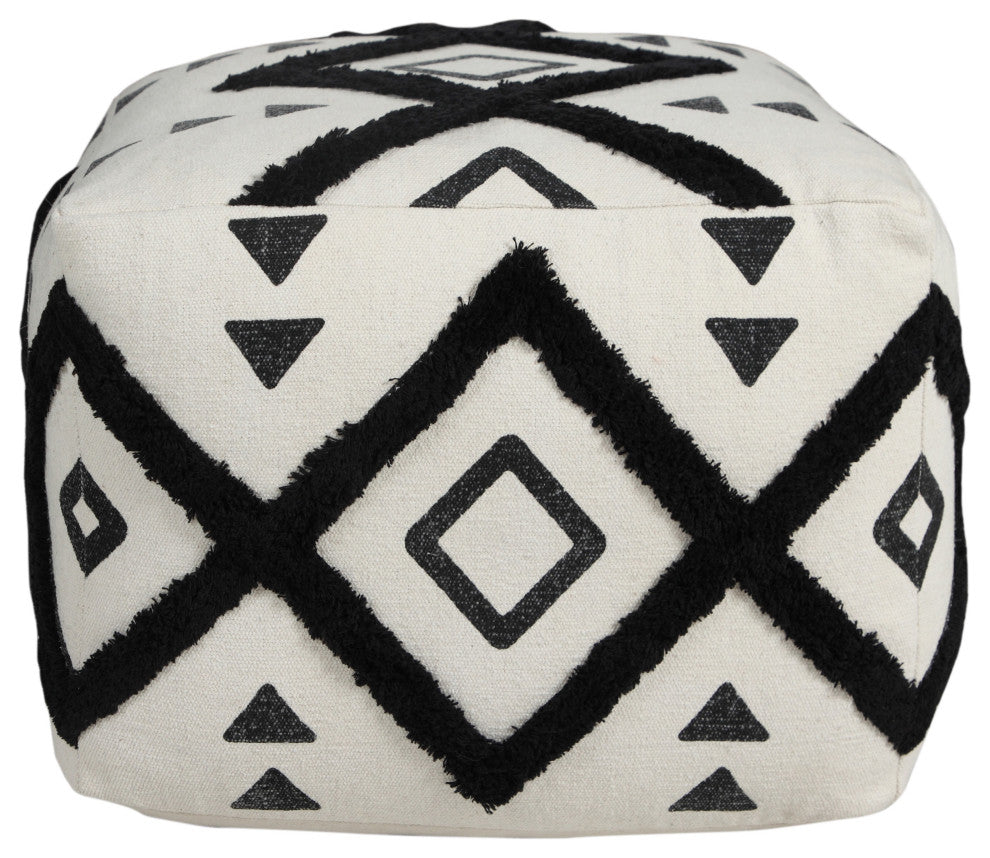 Textured Double Diamond Pouf Ottoman