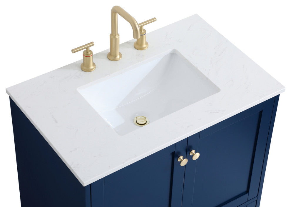 Single 18" Bathroom Vanity (Blue), Blue, 30