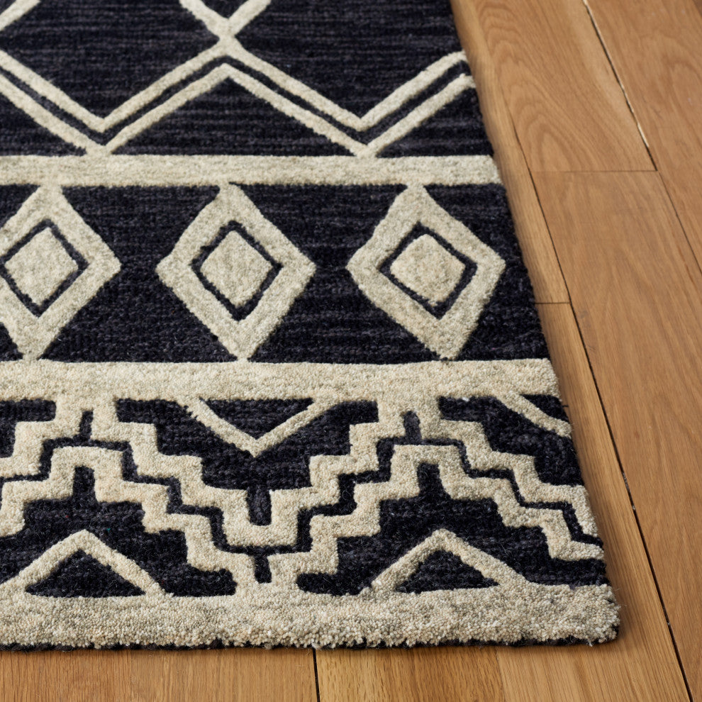 Safavieh Couture Abstract Collection, ABT851 Rug, Black/Ivory, 8'x10'