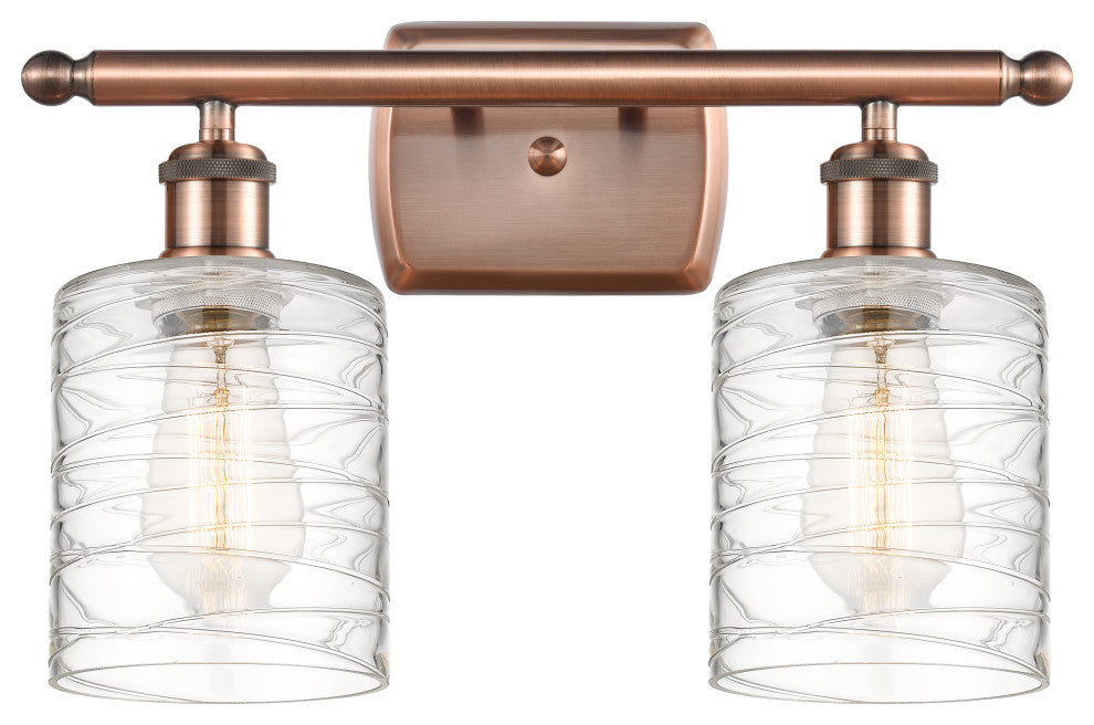 Innovations 516-2W-AC-G1113-LED 2-Light Bath Vanity Light, Antique Copper