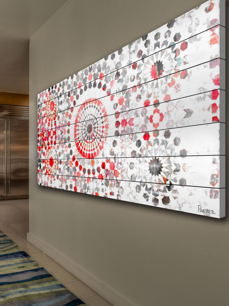 "Bab Taza" Print on White Wood, 60"x30"