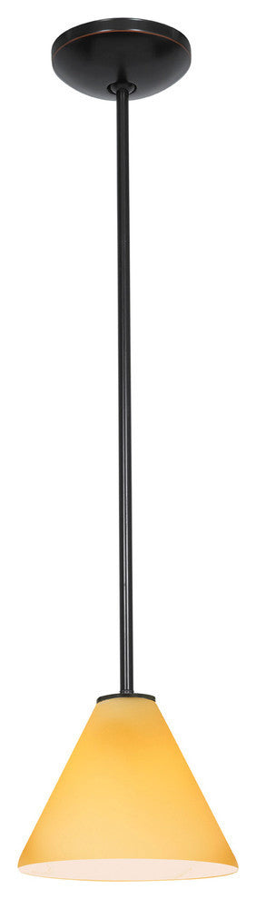 Martini Rod Glass Pendant, Shade: Amber, Base: Oil Rubbed Bronze