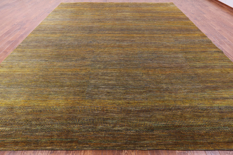 12' 0" X 15' 0" Wool and Silk Super Savannah Gabbeh Hand-Knotted Rug Q8991