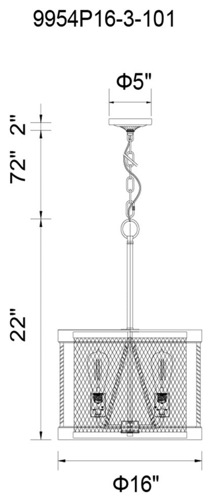 Parsh 3 Light Drum Shade Chandelier With Pewter Finish