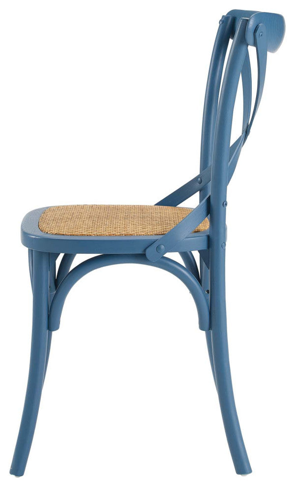 Side Dining Chair, Wood, Blue, Modern, Cafe Bistro Restaurant Hospitality