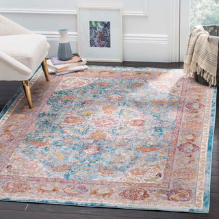 Safavieh Aria Ara120B Vintage/Distressed Rug, Blue/Orange, 4'0"x6'0"