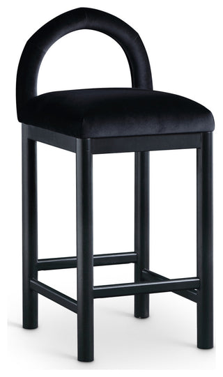 Conrad Upholstered Bar and Counter Stool, Black, Velvet, Black
