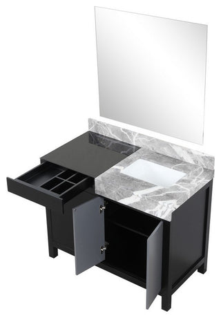 Zilara 42" Black and Grey Vanity, 34" Frameless Mirror