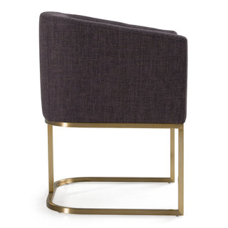 Modrest Yukon Modern Gray Fabric & Antique Brass Dining Chair