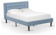 Platform Full Bed Frame Denim Blue Upholestered Bed Headboard,Black Legs