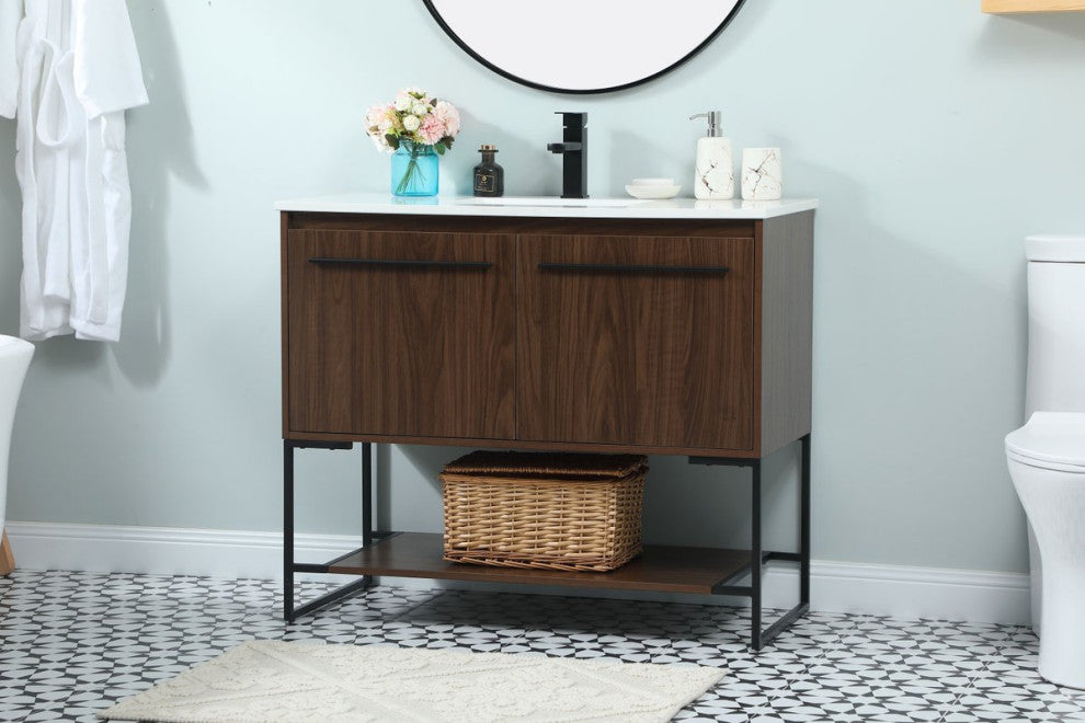 Sue 40" Single Bathroom Vanity, Walnut