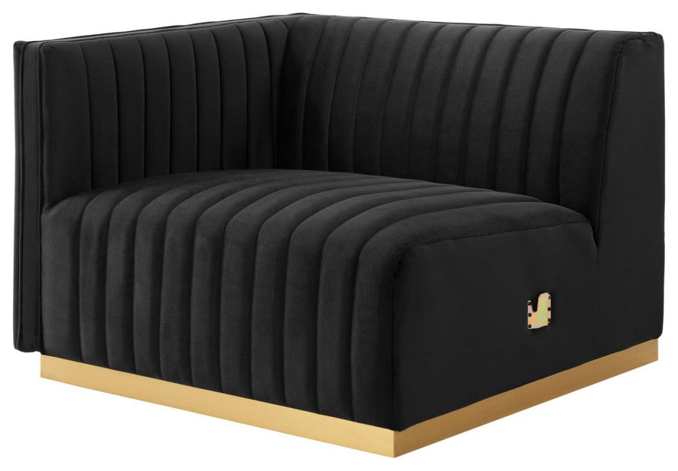 Modular Sectional Sofa Set, Gold Black, Velvet, French Lounge