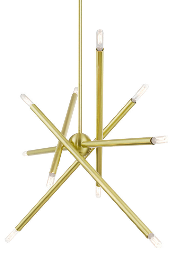 Soho 10 Light Satin Brass Linear Chandelier