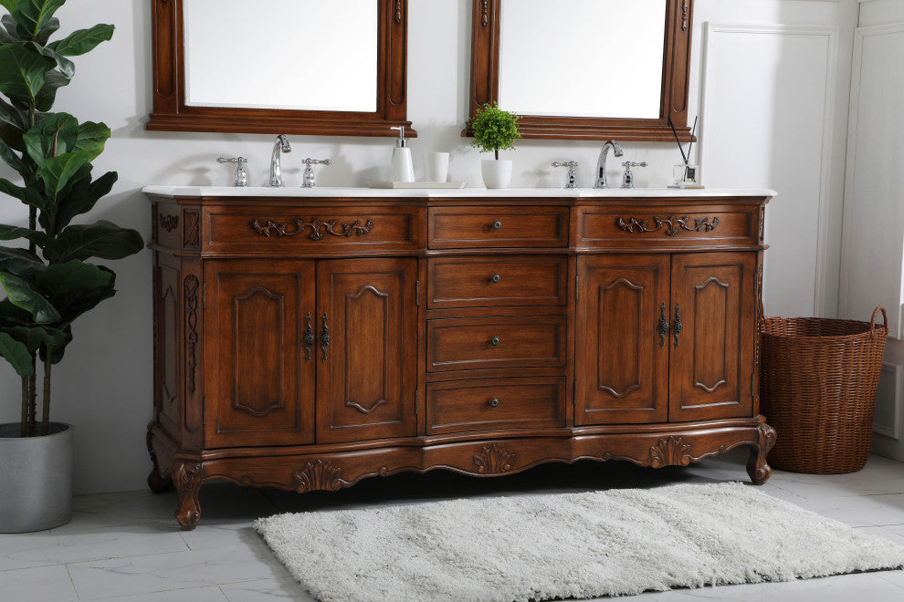 Bathroom Vanity, Teak, 72", Double Sink