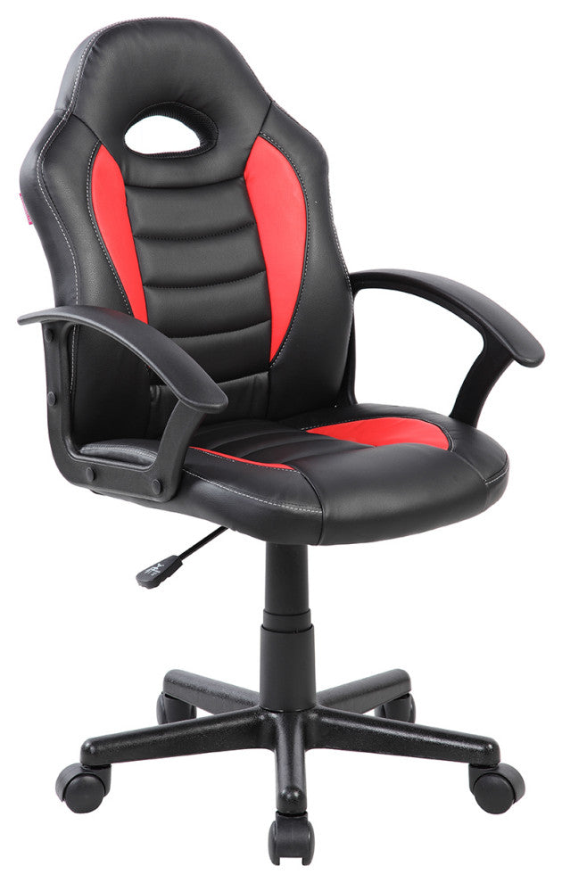 Techni Mobili Kid's Gaming and Student Racer Chair with Wheels, Red