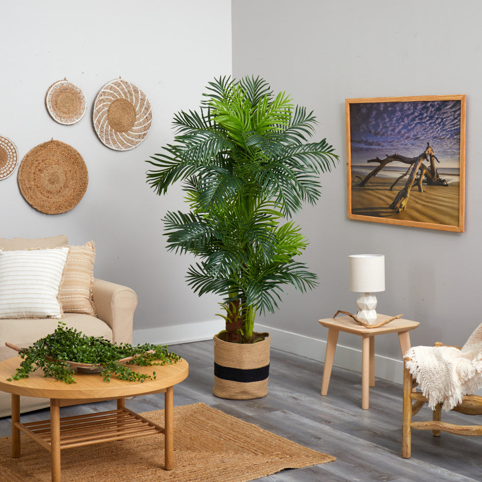 T2984 6 Hawaii Artificial Palm Tree in Handmade Natural Cotton Planter